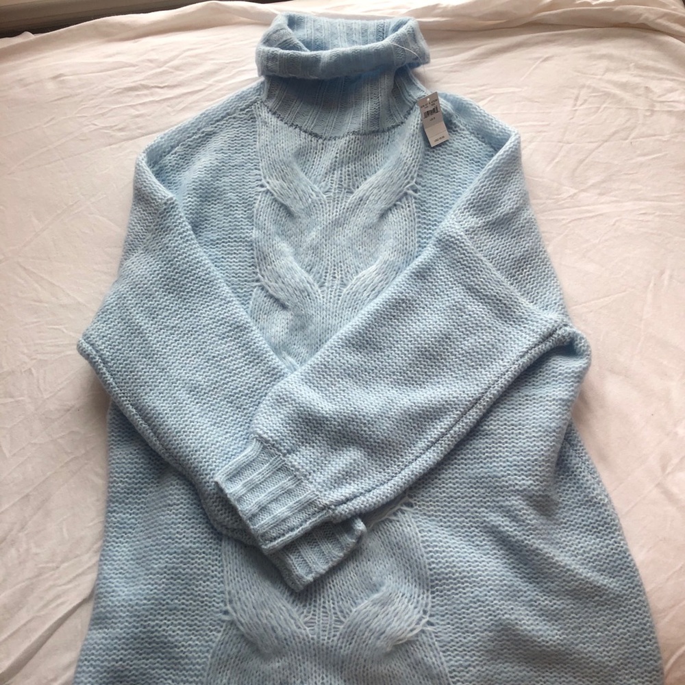 Oversized baby blue turtle neck sweater